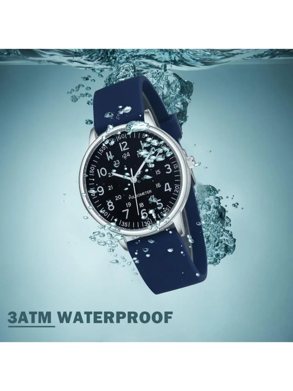 Women's Blue Analog Quartz Solid Silicone Band Read Dial Nurse Round Wrist Watch